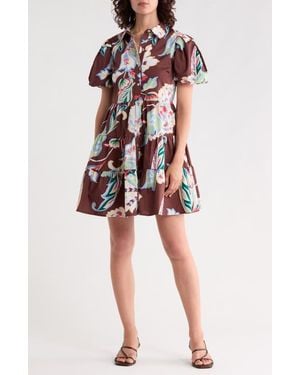 Halogen® Tiered Puff Sleeve Shirtdress