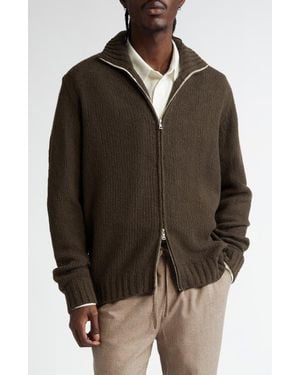 De Bonne Facture Wool Zip-Up Cardigan - Brown