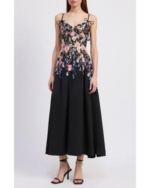 En Saison Nanette Placed Floral Dress - Black