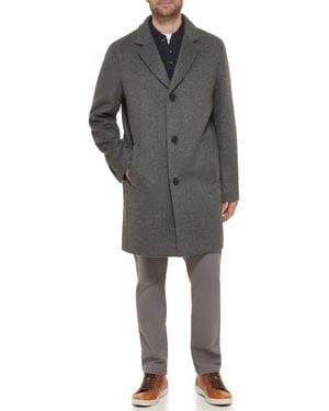 Cole Haan Classic Wool Blend Plush Notched Collar Coat - Black