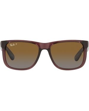 Ray-Ban Justin 51Mm Polarized Square Sunglasses - Brown