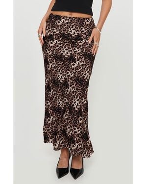 Princess Polly Emily Leopard Print Maxi Skirt - Brown