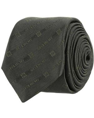 Givenchy Diagonal Logo Jacquard Silk Tie - Gray