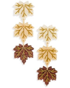 Leith Leaf Drop Earrings - Metallic