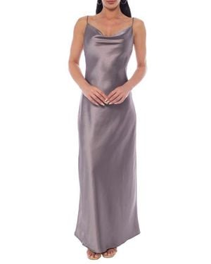 Marina Sleeveless Cowl Neck Satin Maxi Dress - Purple