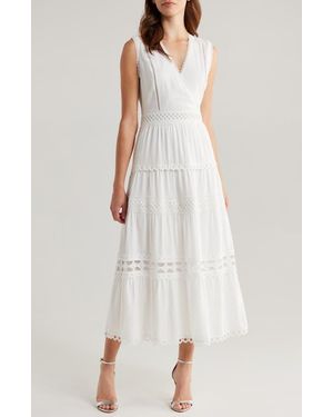 Adelyn Rae Roxy Lace Trim Maxi Dress - White