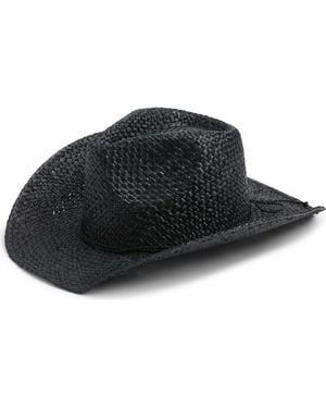 Treasure & Bond Raffia Western Cowboy Hat - Black