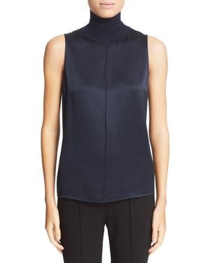 Rag & Bone 'Singer' Silk Sleeveless Turtleneck Top - Blue