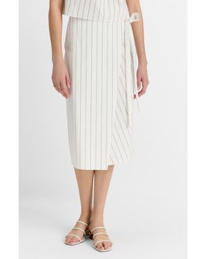 Vince Seedling Stripe Cotton Wrap Skirt - White
