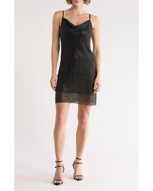 L'Agence Benson Crystal Chain Mail Mini Slipdress - Black