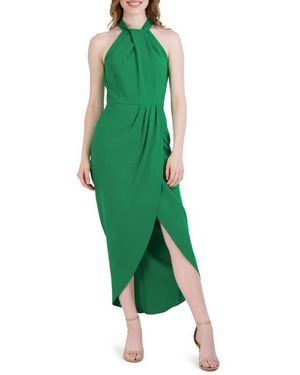 Julia Jordan Knot Neck Halter Dress - Green