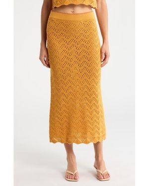 Mother The Open Knit Midi Skirt - Yellow