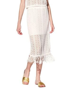 Walter Baker Ivanna Crochet Midi Skirt - White