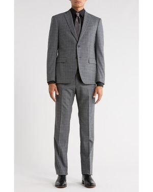 John Varvatos Plaid Wool Blend Suit - Gray