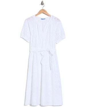 J.McLaughlin Perry Embroidered Eyelet Cotton Midi Dress - White