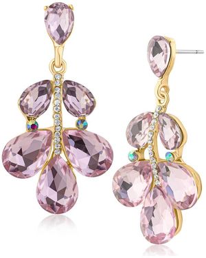 Jardin Crystal Drop Statement Earrings - Pink