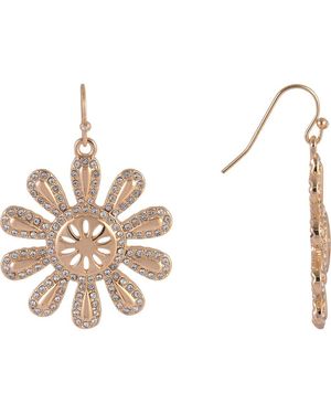 Rachel Roy Crystal Sunburst Drop Earrings - Metallic