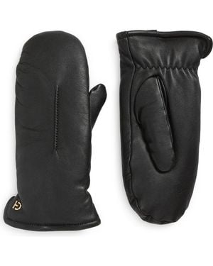 Cole Haan Faux Fur Lined Leather Mittens - Black