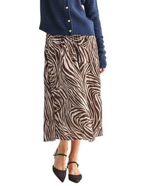 Wishlist Zebra Pleated Midi Skirt - Multicolor