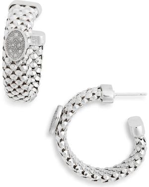 Meshmerise Diamond Oval Hoop Earrings - Metallic