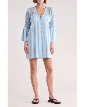 Boho Me Lace Crochet Tunic Coverup - Blue