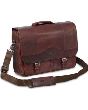 Mancini Porthole Rfid Briefcase - Brown