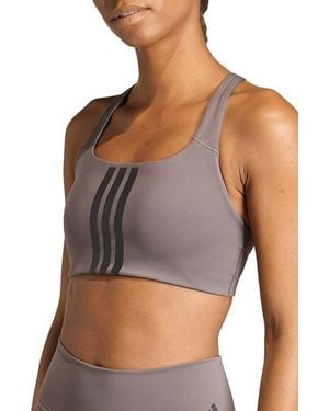 adidas Opt 3-Stripes Low Impact Sports Bra - Gray