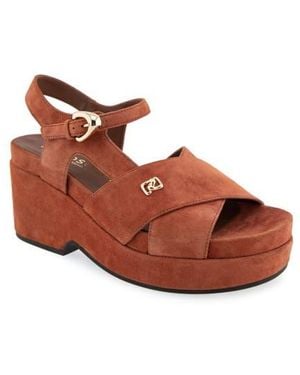 Aerosoles Cora Ankle Strap Platform Sandal - Brown
