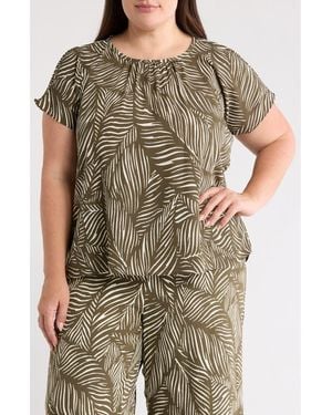 Nordstrom Rack Gathered Crewneck Short Sleeve Top - Brown