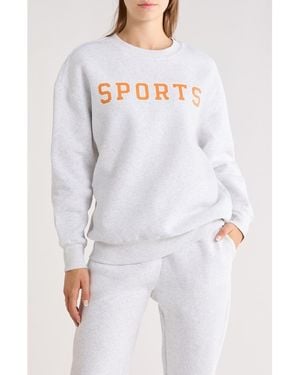 90 Degrees Varsity Vault Fleece Graphic Sweatshirt - White