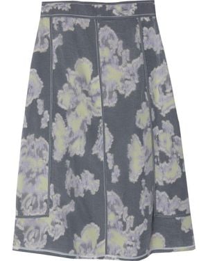 3.1 Phillip Lim Fil Coup Abstract Daisy Midi Skirt - Gray
