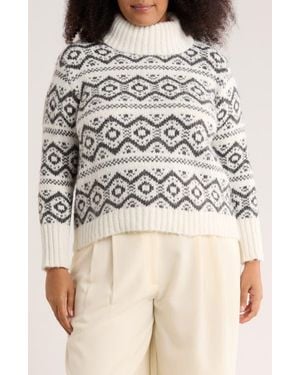 Joseph A Fair Isle Turtleneck Sweater - White