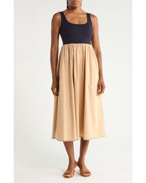 Diane von Furstenberg Selena Mixed Media Midi Dress - Blue