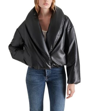 Steve Madden Evy Faux Leather Puffer Coat - Black