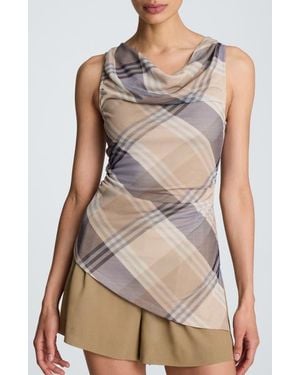 Kenneth Cole Asymmetrical Cowl Neck Top - Brown