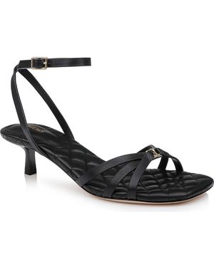 L'Agence Genette Ankle Strap Kitten Heel Sandal - Black