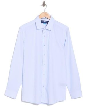 Dylan Park Slim Fit Perfect Stretch Long Sleeve Button Down Shirt - Blue