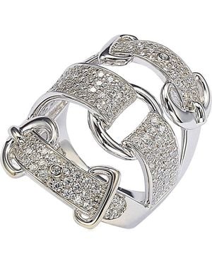 Suzy Levian Sterling Cz Triple Buckle Ring - Gray
