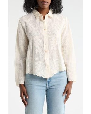 Forgotten Grace Textured Cotton Button-Up Shirt - White