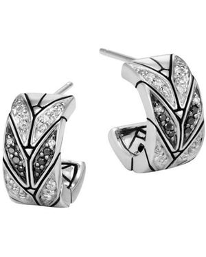 John Hardy Modern Chain Pavé Hoop Earrings - Metallic