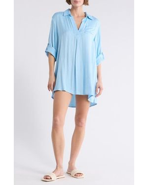 Boho Me Oversize Cover-Up Shirt - Blue