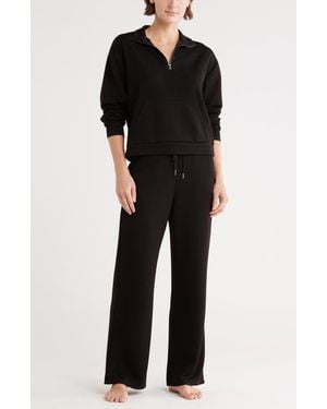 Tart Collections Paxe Scuba Knit Half Zip Pullover & Pants Lounge Set - Black