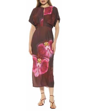 Alexia Admor Sylvi Draped Sleeve Midi Dress - Red