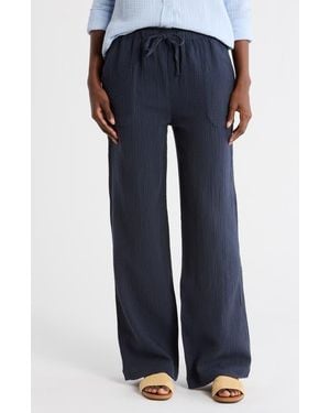 Splendid Cotton Gauze Pull-On Pants - Blue
