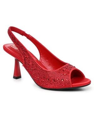 Nicole Miller Peeps Crystal Peep Toe Slingback Pump - Red