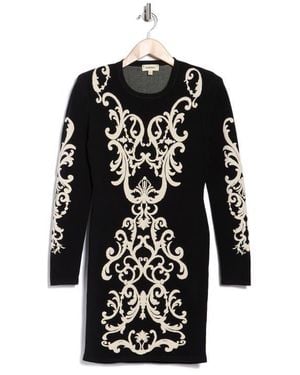 L'Agence Amadi Long Sleeve Jacquard Dress - Black