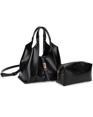 MALI + LILI Rhodes Faux Leather Satchel With Removable Pouch - Black