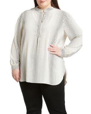 Anne Klein Gradient Dot Print Popover Blouse - White