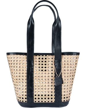 Jelavu Sandi Rattan & Leather Tote Bag - Blue