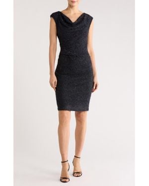 Connected Apparel Textured Metallic Sheath Dress - Black